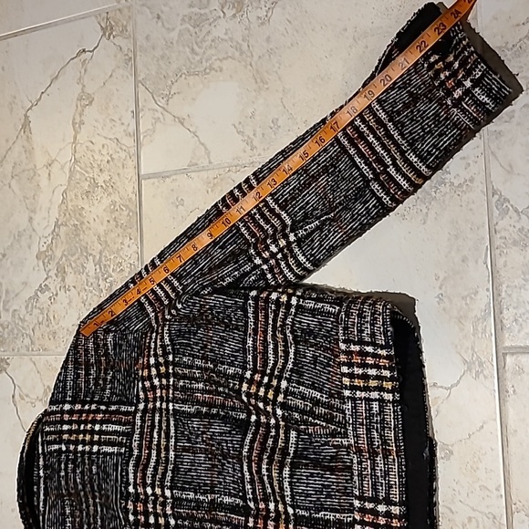 Free People tweed cropped jacket . Black and white with orange and mustard plaid - Picture 9 of 10